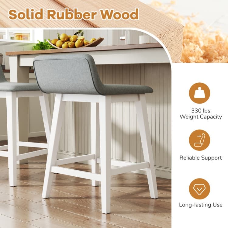 24'' Counter Height Bar Stools Faux Linen Upholstered Chairs with Low Back - 20" x 16.5" x 29" (L x W x H)