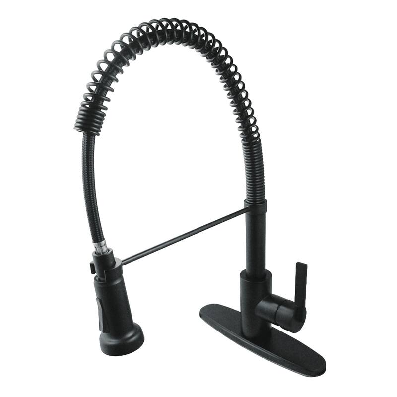 Kingston Brass Essex Double-Handle Wall-Mount Pre-Rinse Bridge Kitchen Faucet - Matte Black