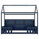 preview thumbnail 21 of 34, Kids Twin Floor Bed with Roof Frame and LED Light, Wooden House Bed with Bookshelf Storage and Guardrails