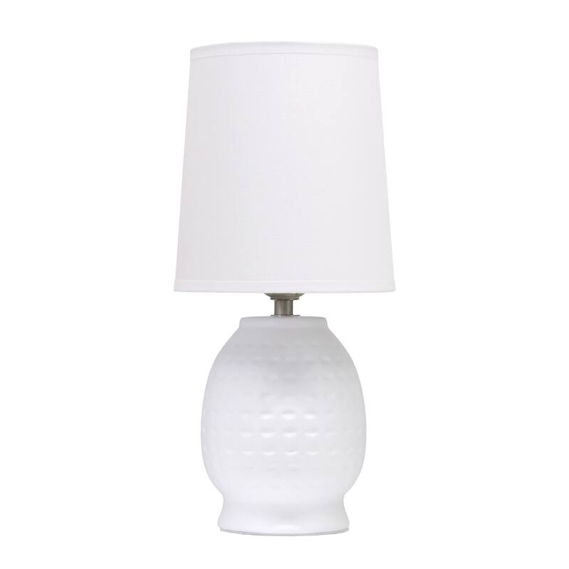 Petite Dimpled Ceramic Table Lamp with Tapered Shade - 12.5" - Off White