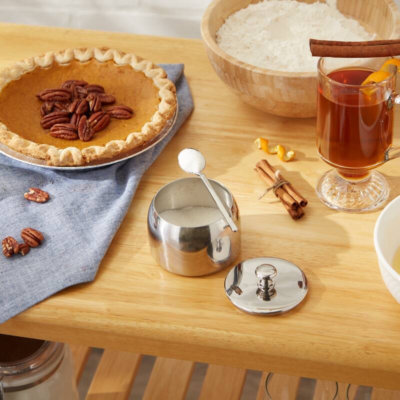 Stainless Steel Sugar Bowl and Spoon - 8 oz Capacity