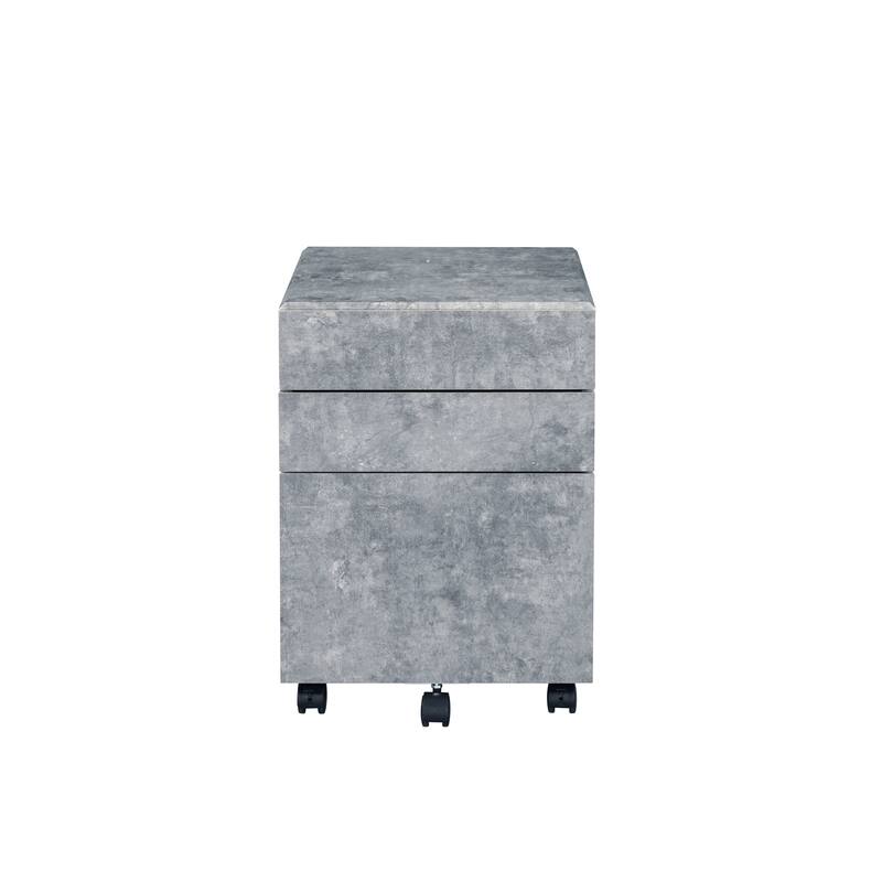 Jurgen Faux Concrete & Silver Finish File Cabinet
