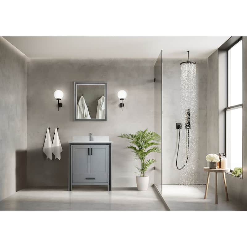 Ziva Bath Vanity, White Quartz Top and Mirrors