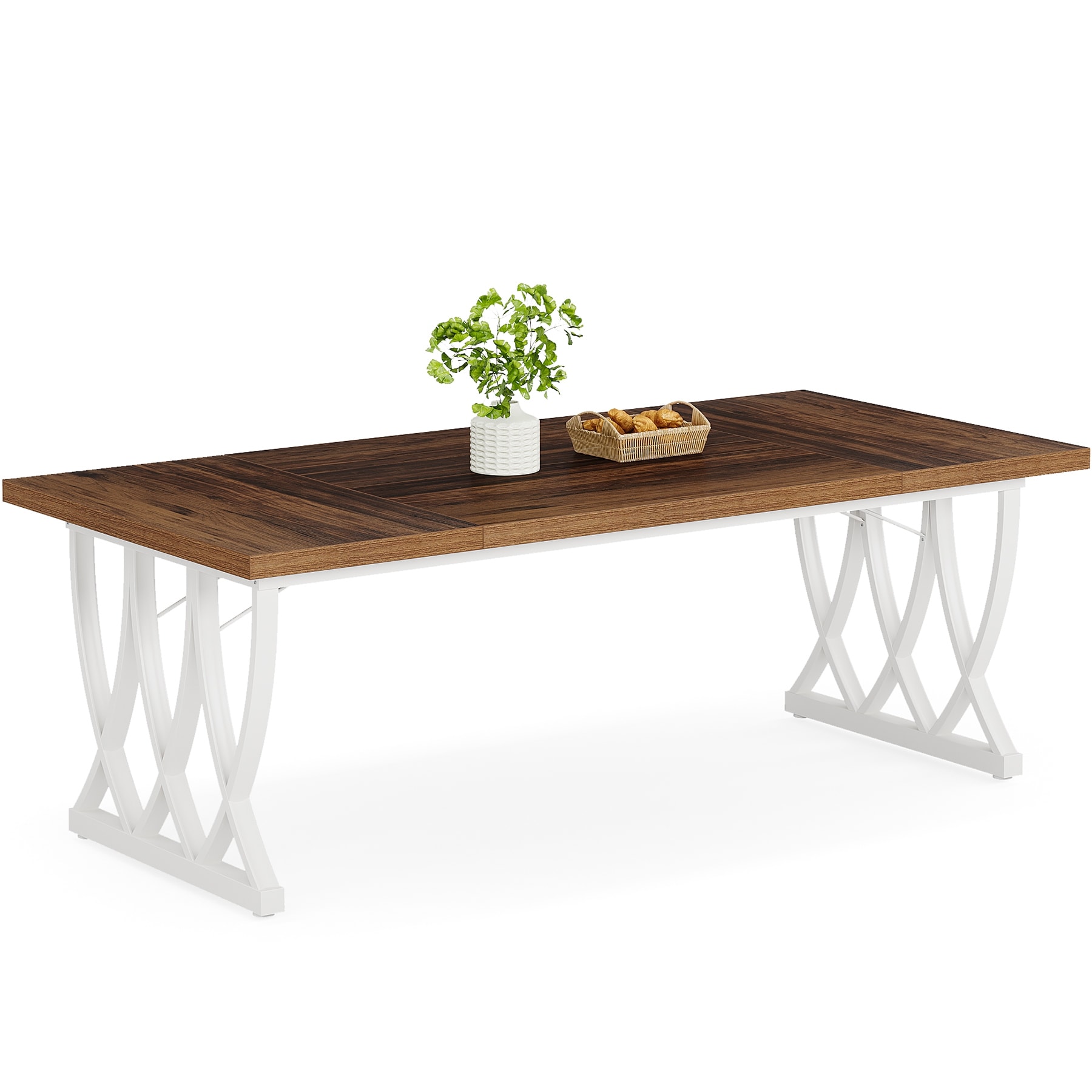 70.87-inch Wood Metal Rectangular Kitchen Dining Table for 6-8