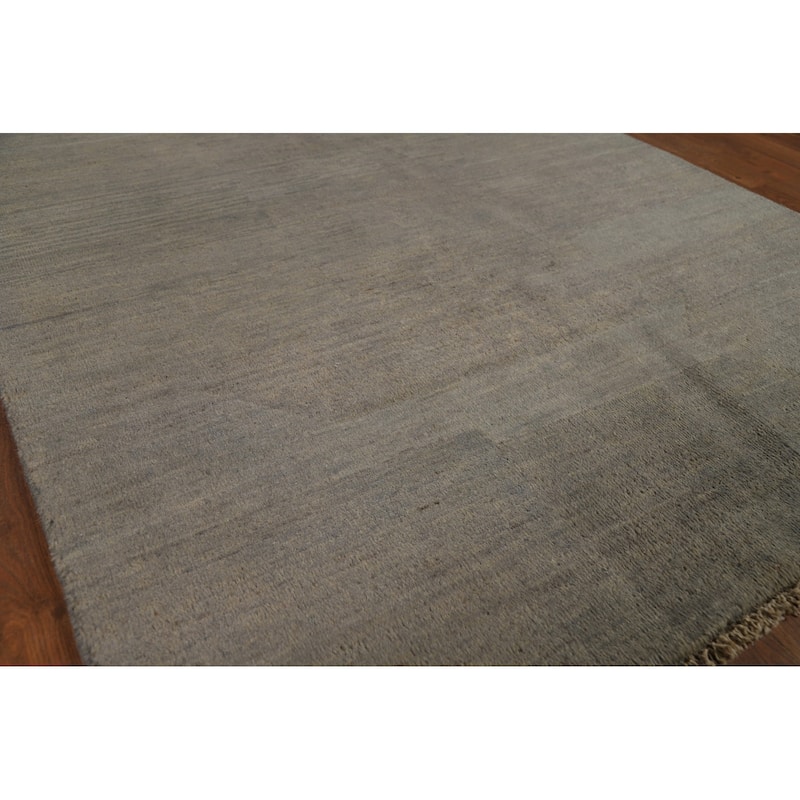 Gabbeh Modern Rug Handmade Solid Tribal Wool Carpet - 4'2" x 5'11"