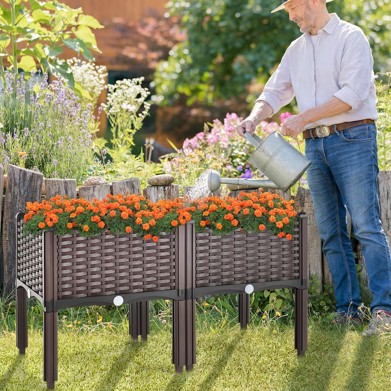 Elevated Plastic Raised Garden Bed Planter Kit for Grow 2 Set
