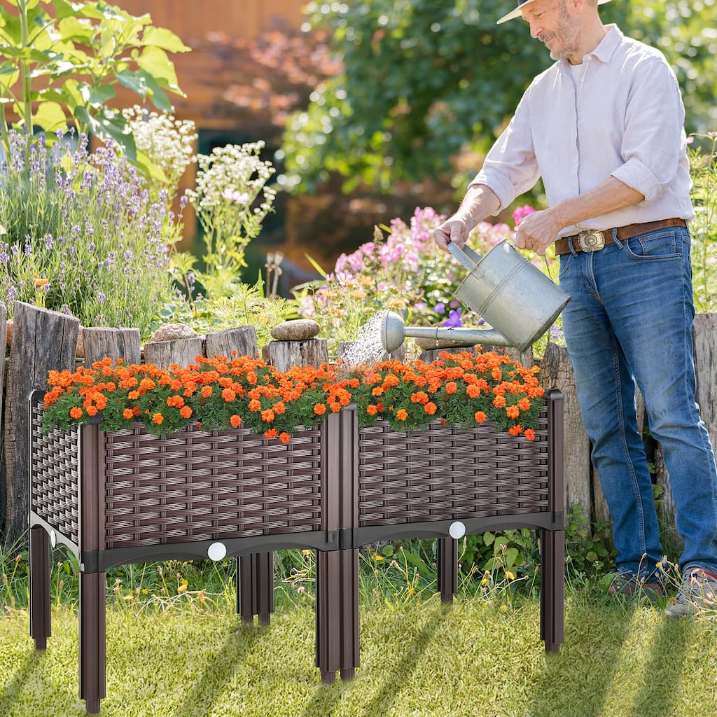 Elevated Plastic Raised Garden Bed Planter Kit for Grow 2 Set