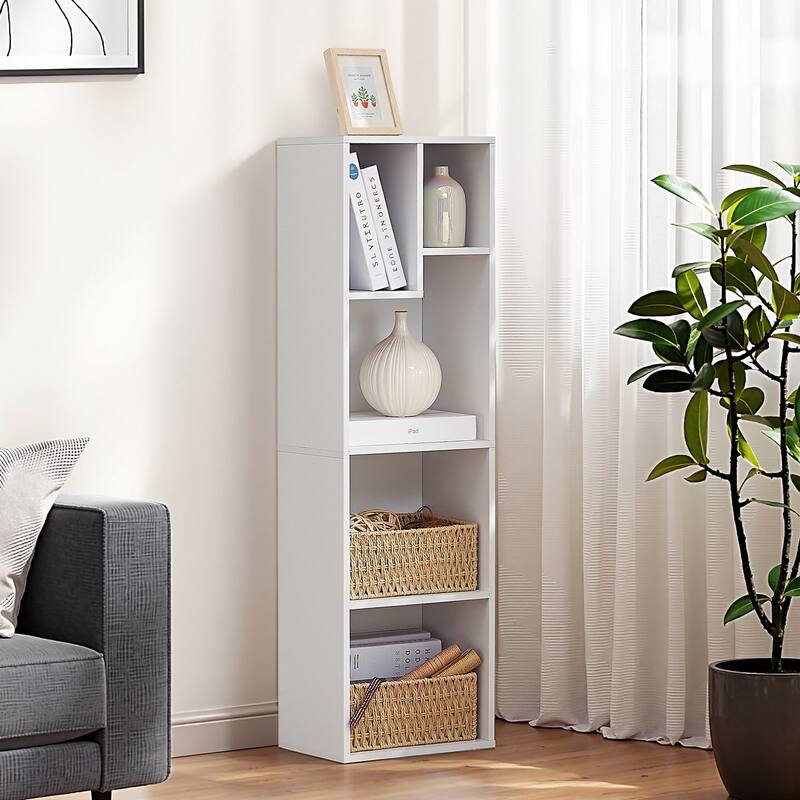 5 Tier Bookshelf, Set of 2 Tall Bookcase Shelf Storage Organizer, Modern Book Shelf for Bedroom, Living Room and Home Office