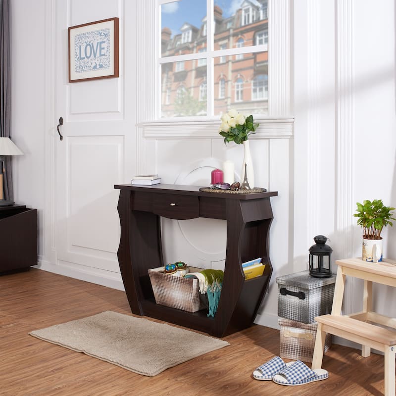 DH BASIC Walnut 40" Storage Console Table by Denhour