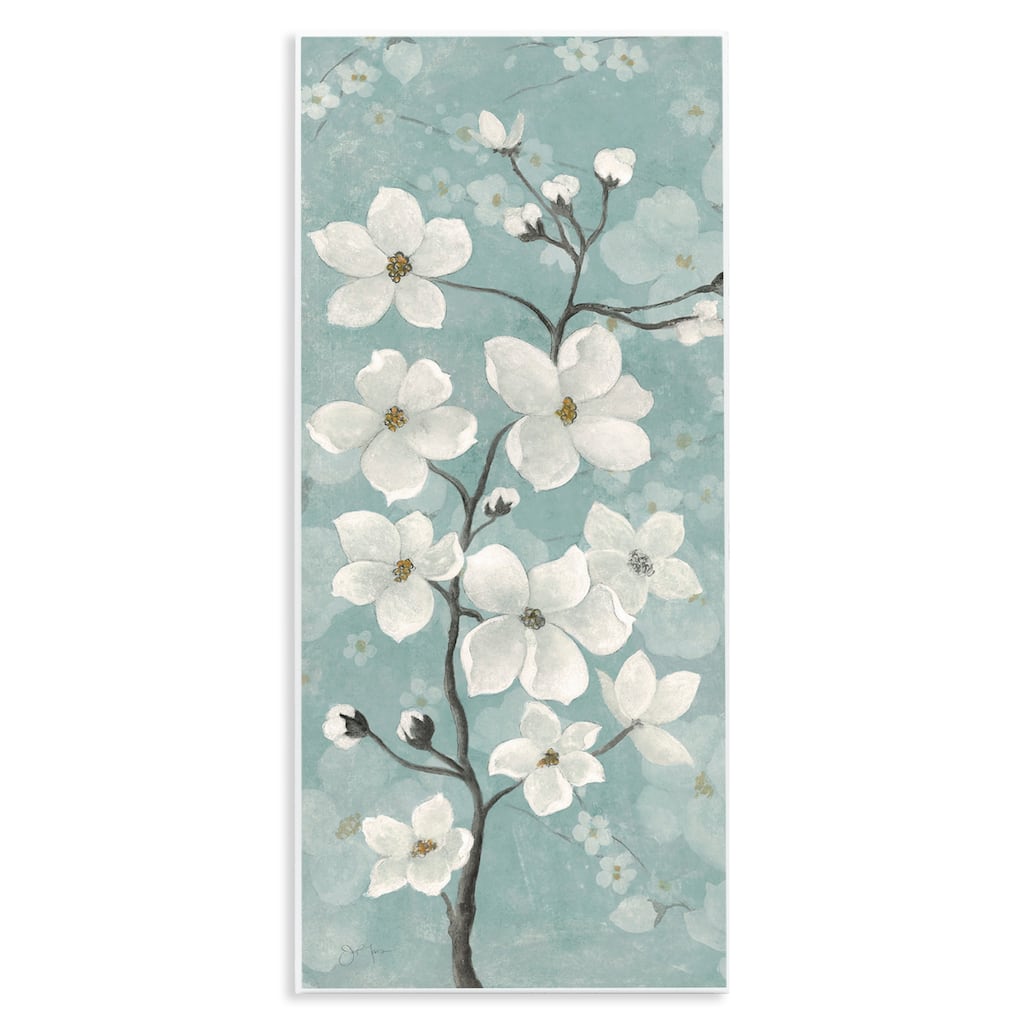 Stupell Apple Blossom on Green Wall Plaque Art Design By Janet Tava
