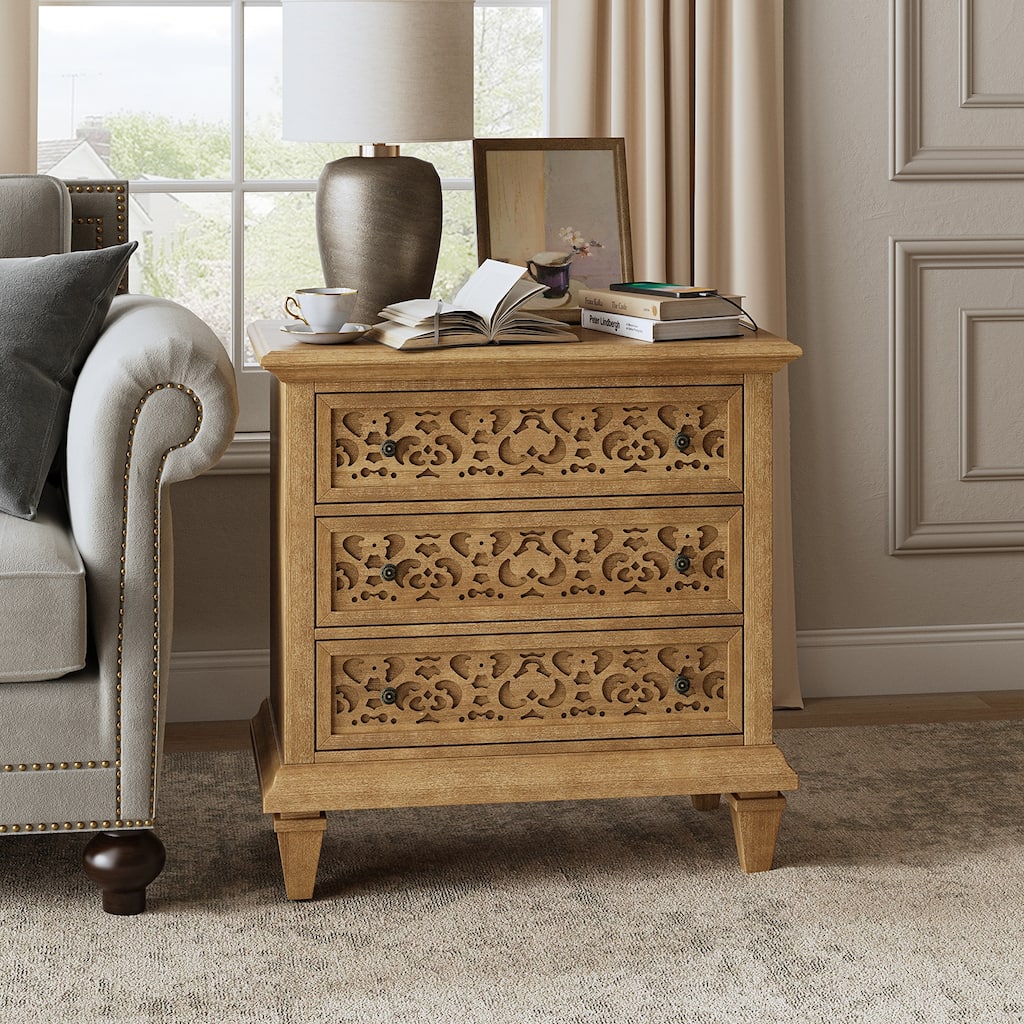 Vittorio Transitional 3 - Drawer End Table with Built-In Outlets by HULALA HOME
