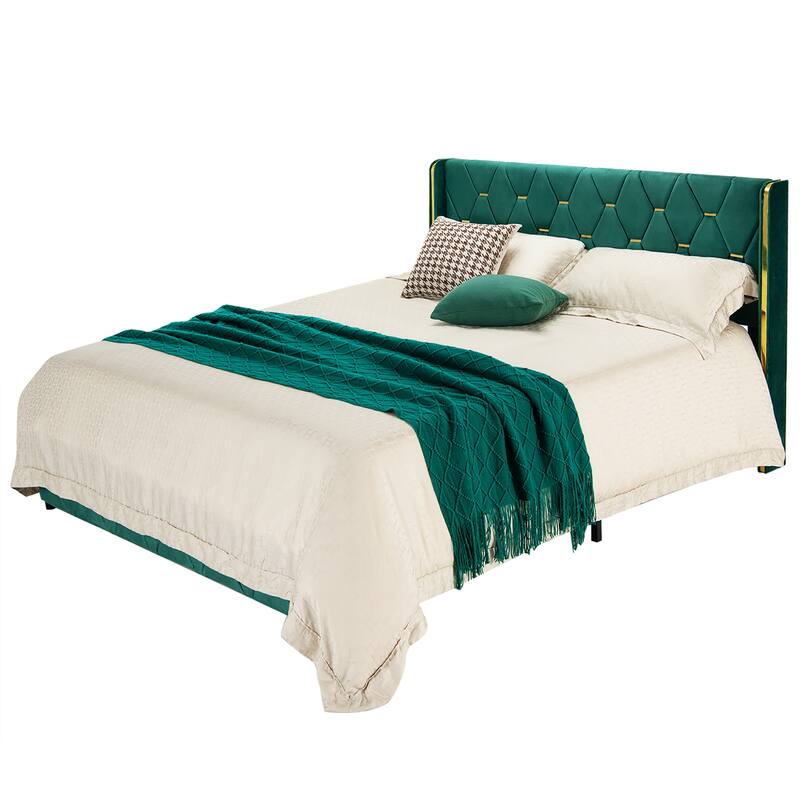 Costway Upholstered Platform Bed Frame Adjustable Headboard Footboard