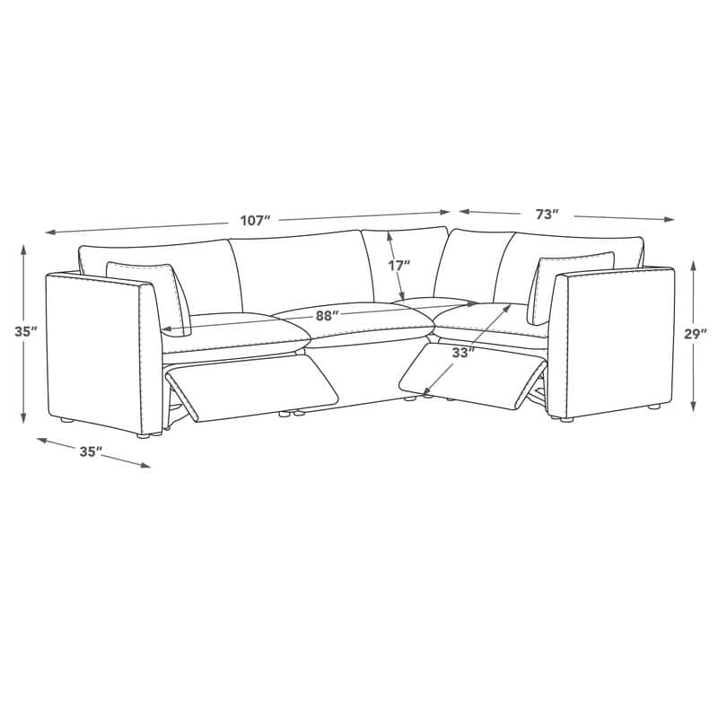 Cypress 107"W L-shape Power Reclining Sectional Sofa Couch