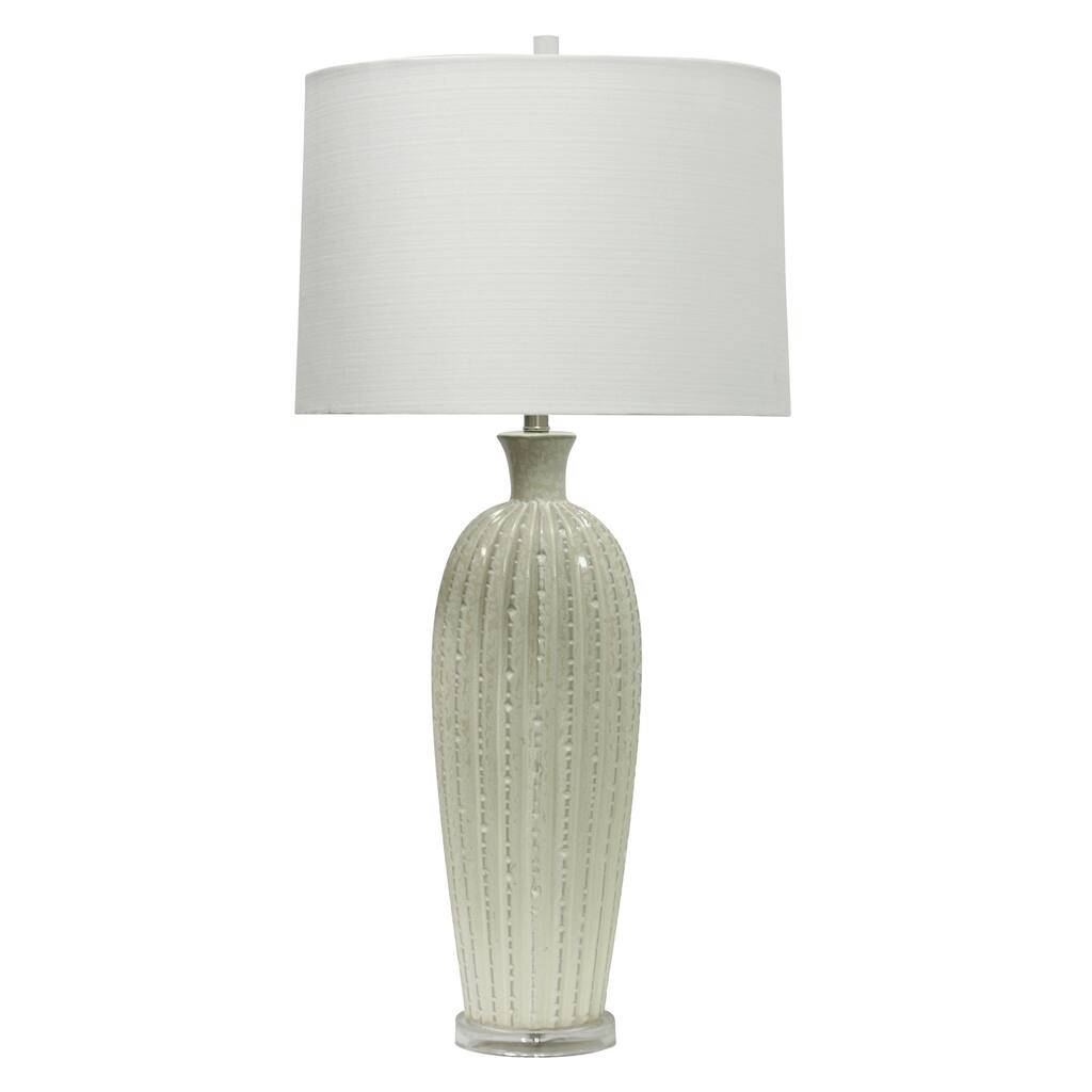 San Remo Ceramic White Table Lamp - White Hardback Fabric Shade