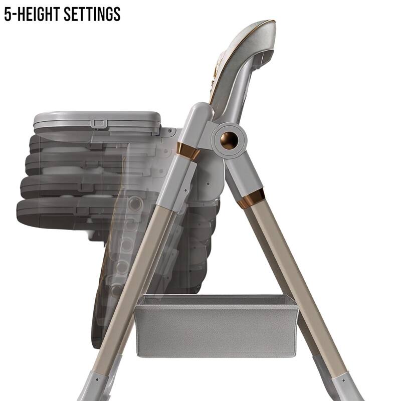 KISRAIS Portable Adjustable Baby High Chair with Safety Belt, Silent Lockable Wheels