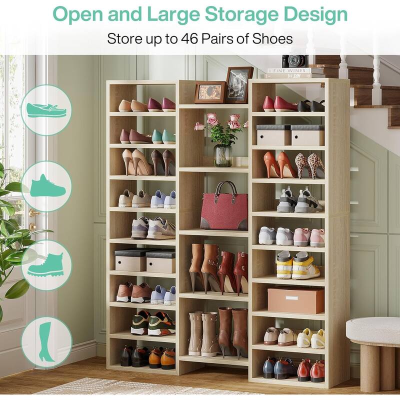 14-Tier Shoe Rack, 46 Pairs Freestanding Tall Entryway Shoe Organizer