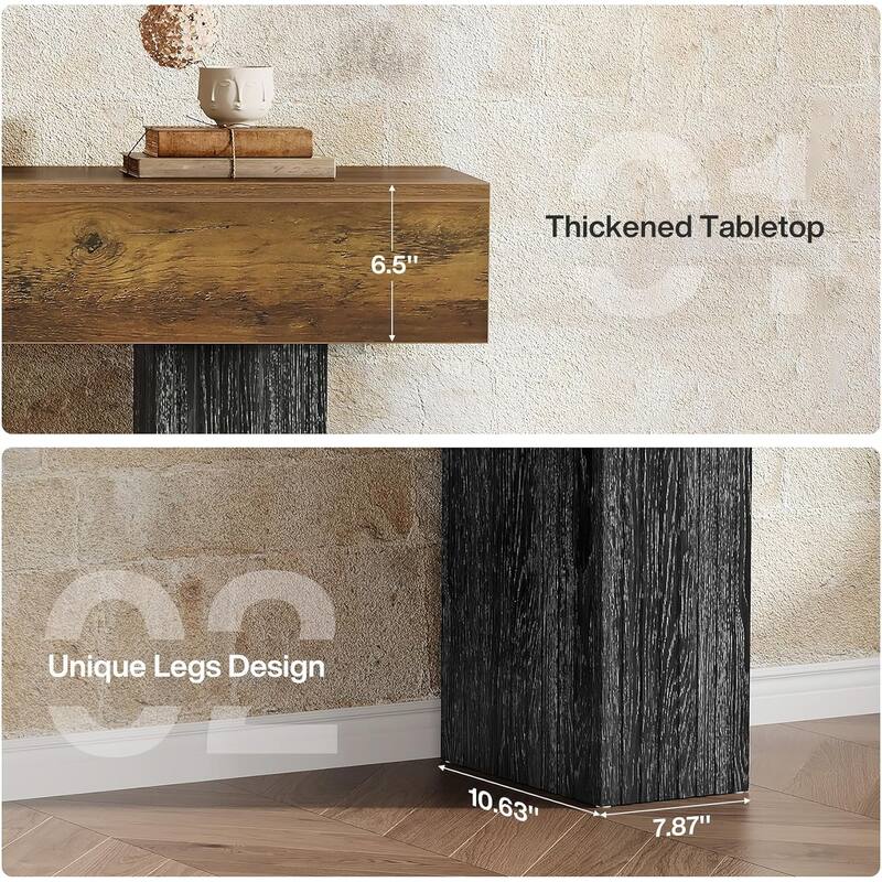 63" Wooden Long Entryway Table, Farmhouse Console Table Behind The Couch for Entrance, Hallway, Living Room