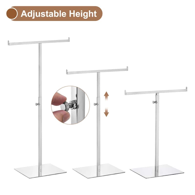 Purse Display Stand T Shaped Metal Adjustable Handbag Rack - Silver