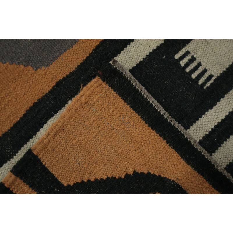 Hand Woven Oriental 100% Wool Carpet Southwestern Tribal Oranges & Rust Kilim Area Rug - 14' 0'' X 9' 1''