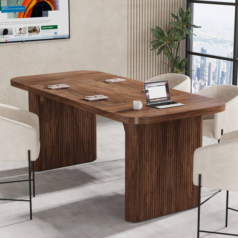 Japanese 62-Inch 5FT Rectangular Conference Meeting Seminar Table - Brown