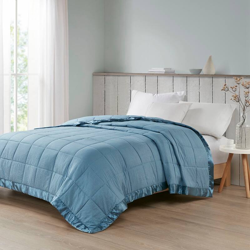 Oversized Down Alternative Blanket with Satin Trim