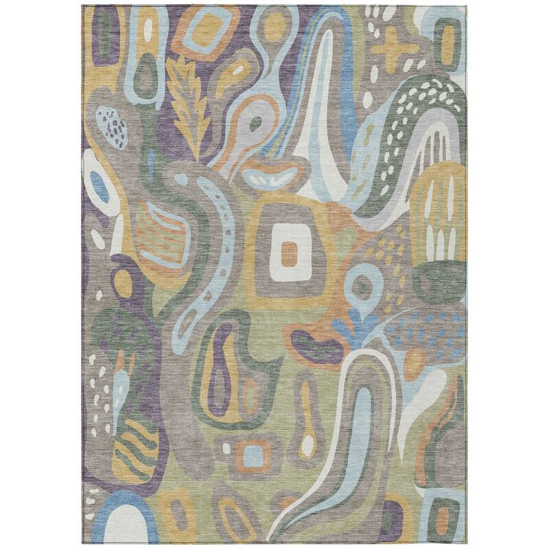 Machine Washable Indoor/ Outdoor Modern Picasy Chantille Rug