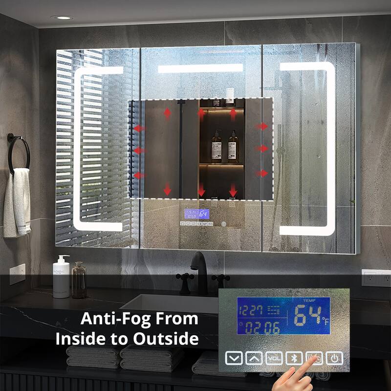 Lesina 48 in. Surface-Mount LED Mirror Medicine Cabinet with Defogger