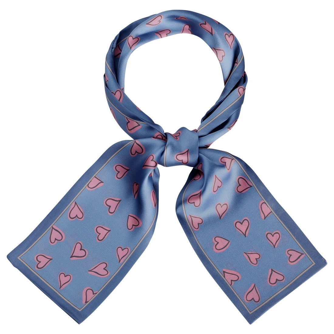 U2BUY Heart Print Silk Scarf Handbag Handle Wrap Ribbon Headband Neckerchie