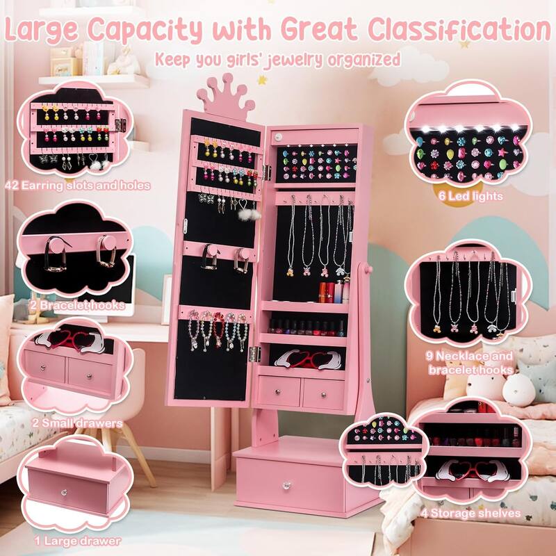 C with Full-Length Mirror and Storage Drawers