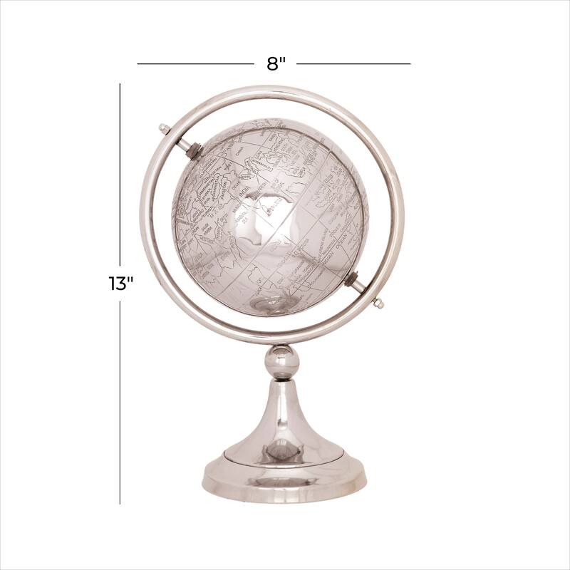 Aluminum Metal Globe - Silver - Roche River Decor - 7"W x 8"L x 13"H
