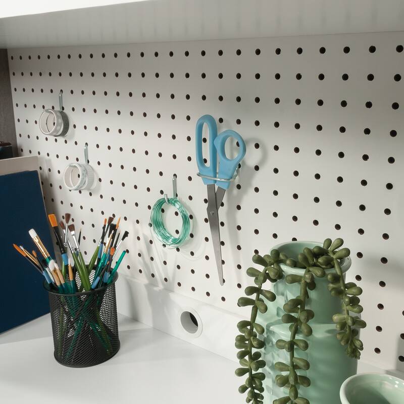 Wood Hutch with Craft Storage, Brown - 31.81" W x 12.28" D x 36.02" H