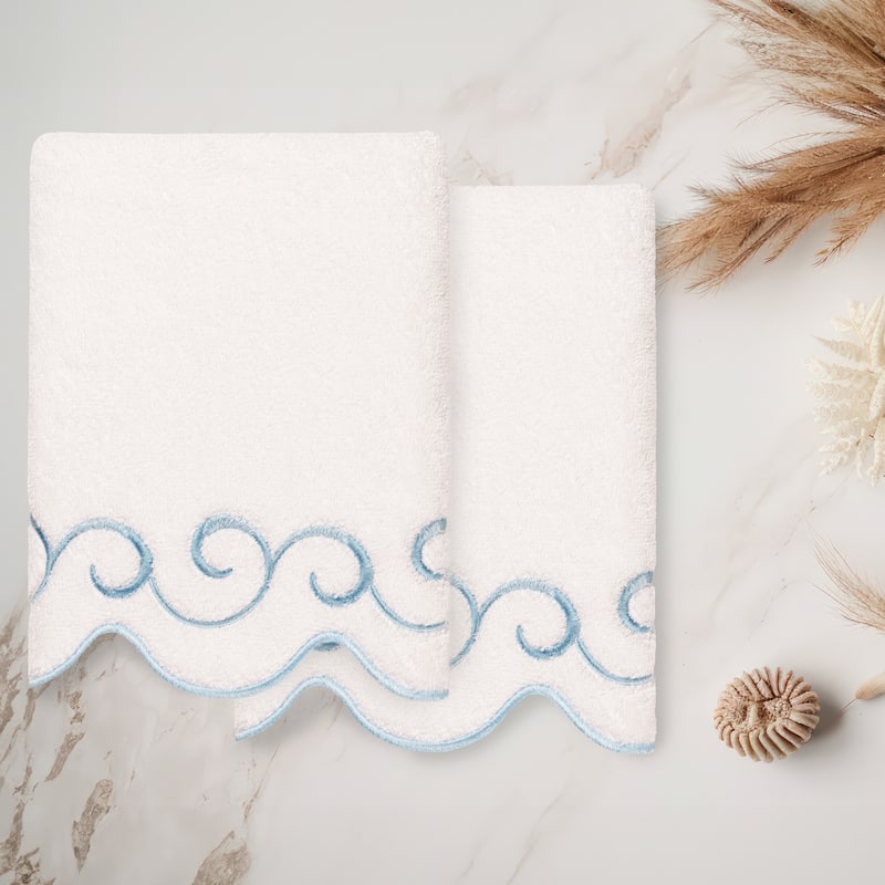 Authentic Hotel and Spa 100% Turkish Cotton SIMPLICITY Scallop Embellished Towel Collection