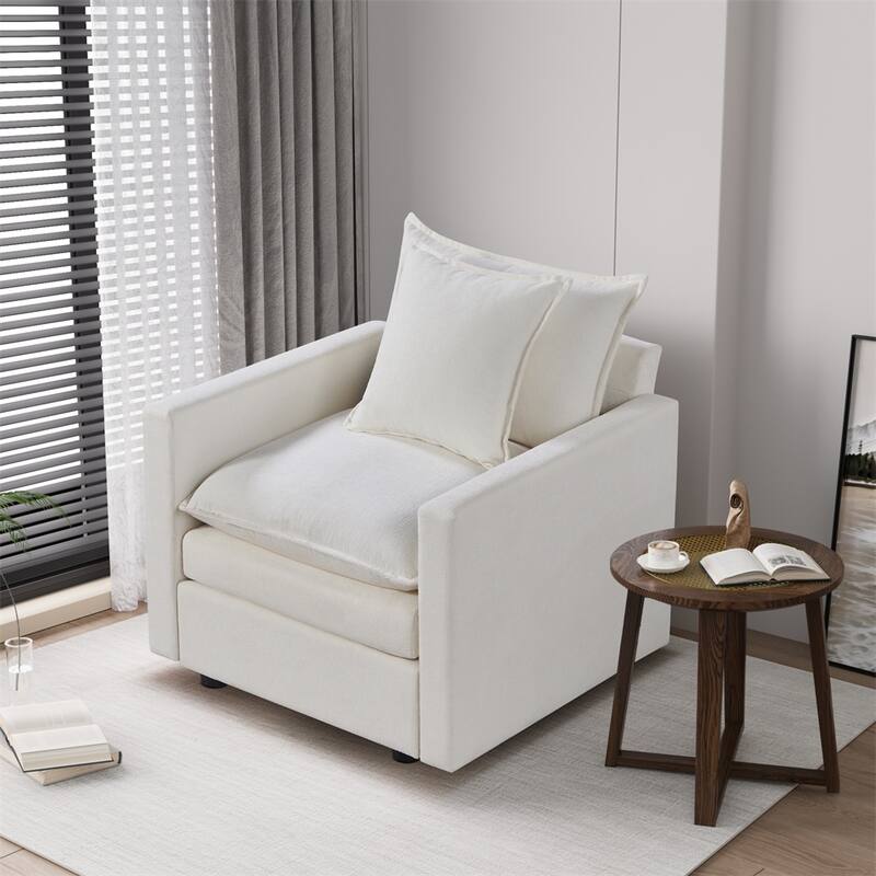 Chenille Comfy Deep Single Seat Sofa Upholstered Reading Armchair