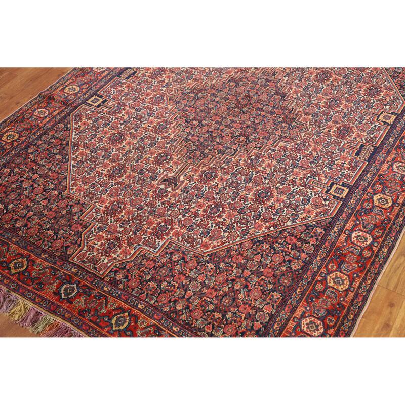 Hand Knotted Oriental 100% Wool Carpet Traditional Medallion Beige & Ivories Senneh Area Rug - 6' 3'' X 4' 5''