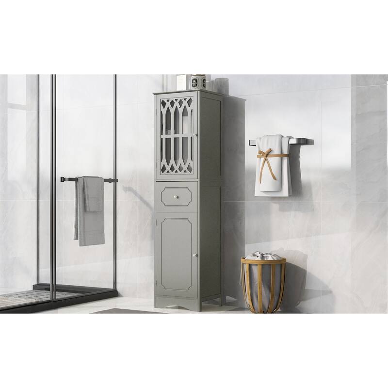 Freestanding Storage Cabinet with Drawer and Doors