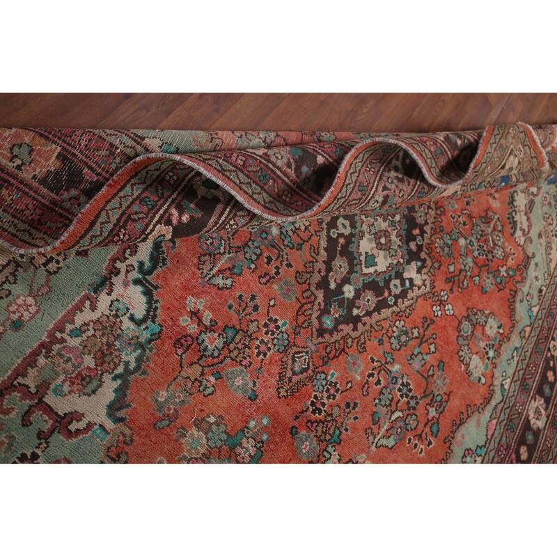 Hamedan Persian Vintage Area Rug Hand-Knotted Wool Carpet - 7'0"x 9'9"