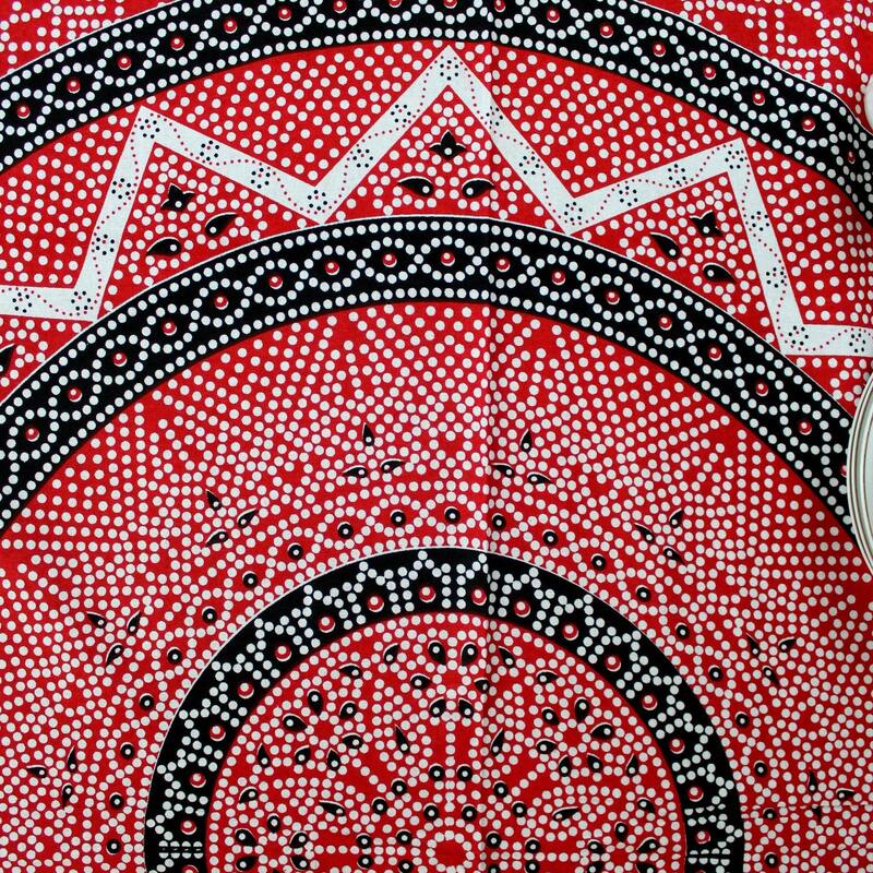 Red Mandala Design Cotton Boho Tablecloth Rectangle - 54 x 84 in