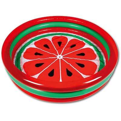 Hoovy 59 Inch 53 Gallon 3 Ring Watermelon Inflatable Kiddie Swimming Pool Set - 3.5