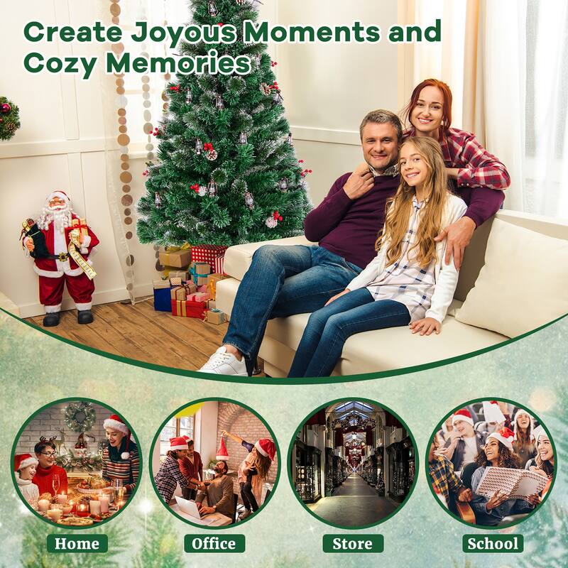 Gymax 5/6/7 FT Christmas Tree Artificial Xmas Tree w/ 8 Lighting Modes - See Details