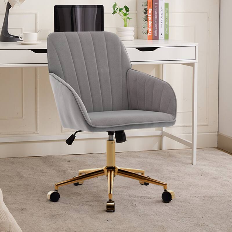 Adjustable Office Chair, Home Bedroom, Ergonomic Swivel Chair, Backrest Seat, Comfortable for Long Sitting - Gray