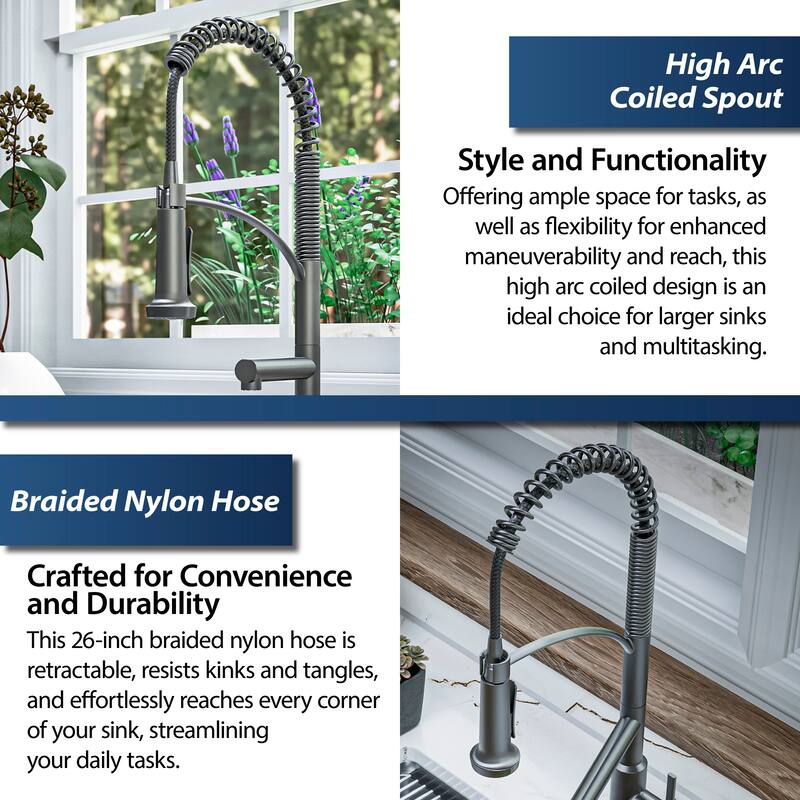 Karran Adlington KKF360 Single Handle Pull Down Sprayer Kitchen Faucet with Pot Filler