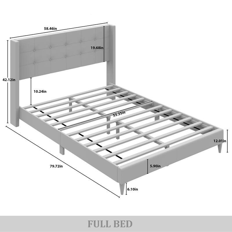 CraftPorch Elegance Wingback Upholstered Linen Bed