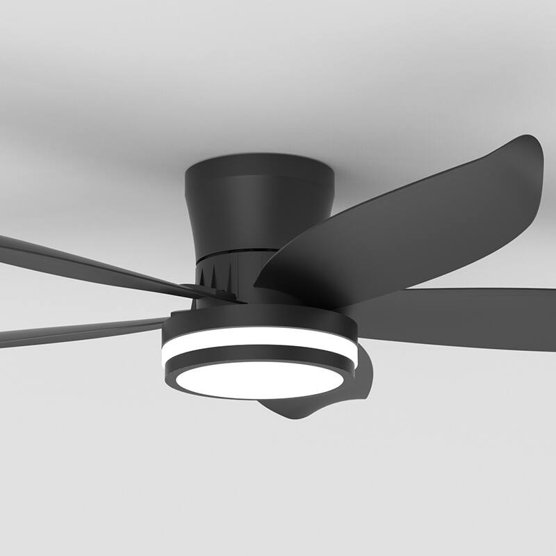 42-inch 5-blade high-airflow easy-install plug-in ABS blade ceiling fan light - Black