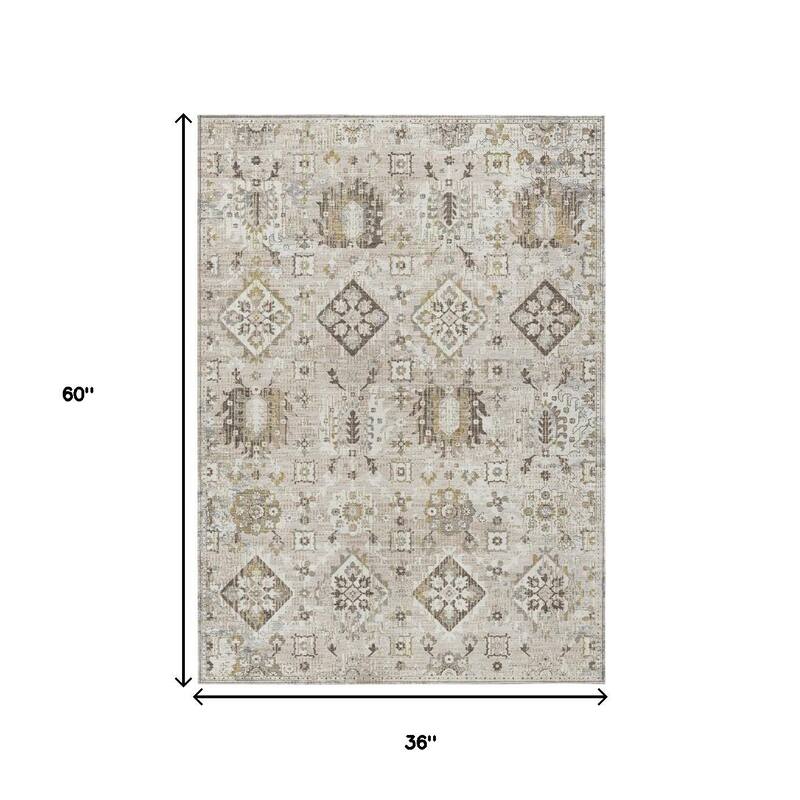 HomeRoots Floral Medallion Traditional Rectangle Outdoor Rug