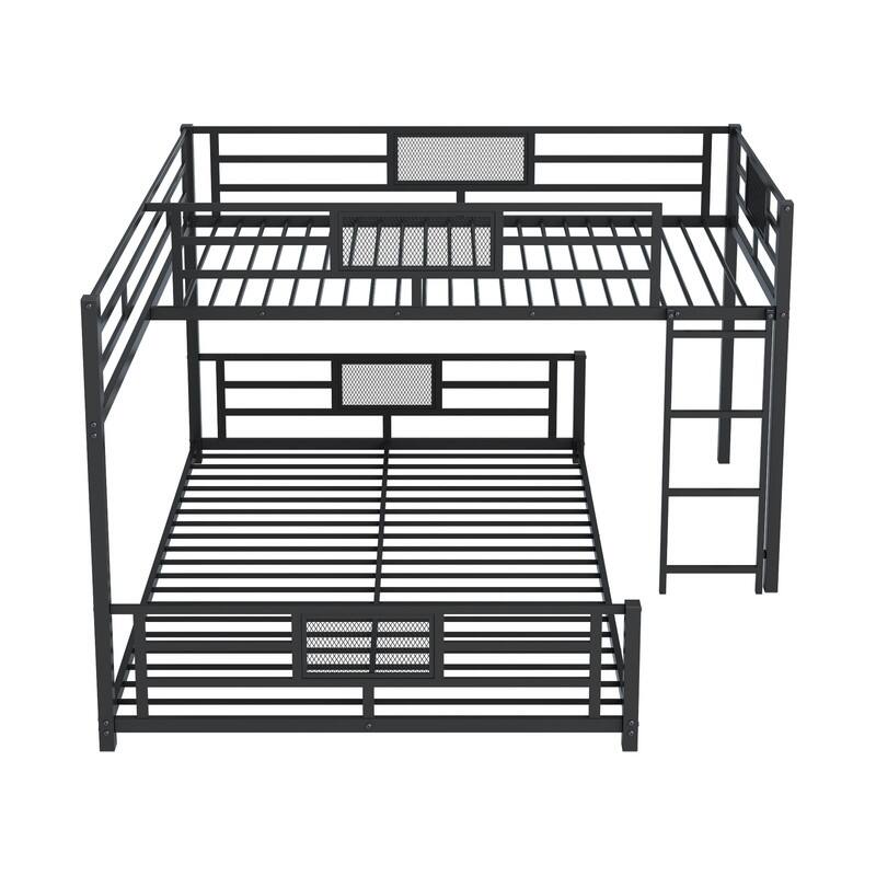 L-shaped Metal Twin over Full Size Bunk Bed