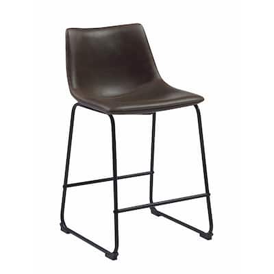 Transitional Contoured Counter Height Stool, Dark Brown - 34 H x 18.5 W x 21 L Inches