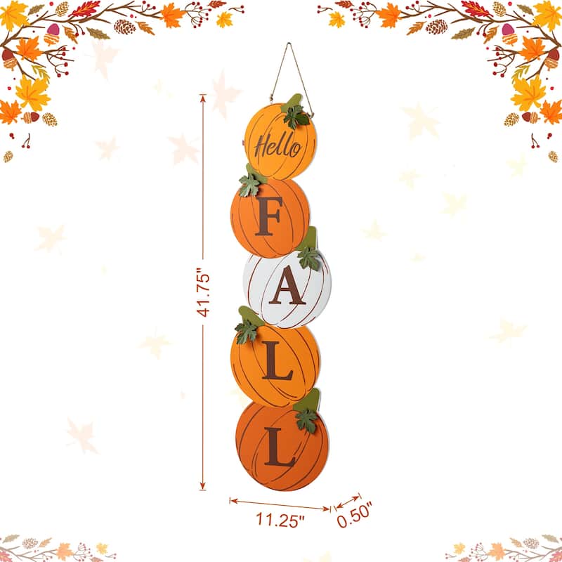 Glitzhome 41.75"H Fall and Christmas Double Sided Wooden Pumpkin and Ornament Porch Sign