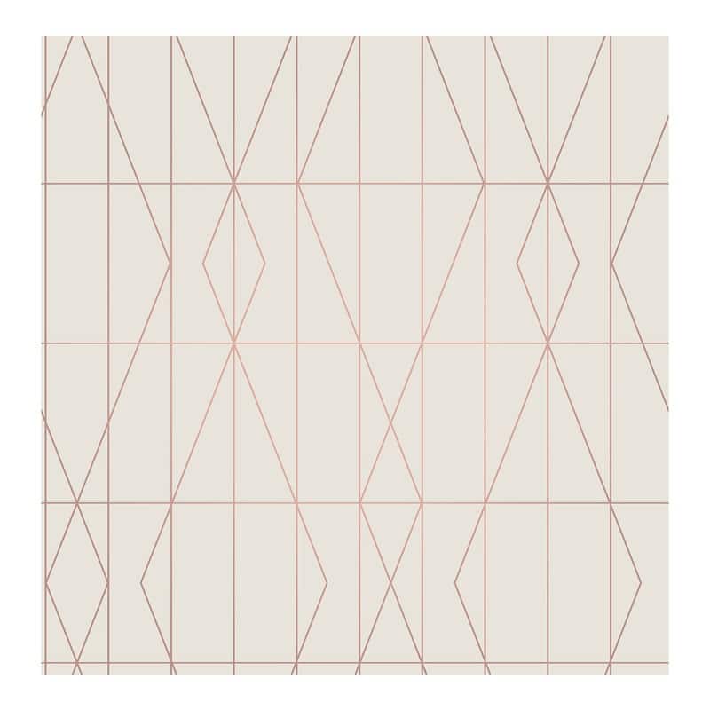 Brewster LeVeque Cream Deco Diamond Geo Wallpaper - 20.5 x 396 x 0.025