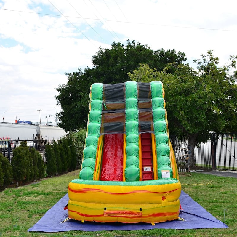 JumpOrange 15' Fiesta Commercial Grade Inflatable Water Slide with Splash Pool for Kids and Adults (with Air Blower)