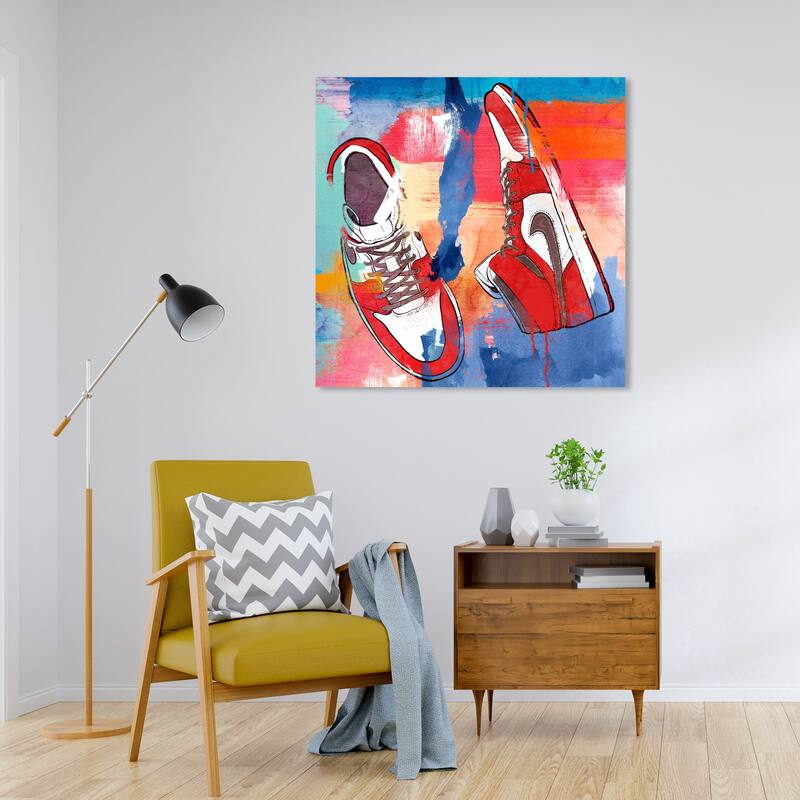 Wynwood Studio Fashion and Glam Sneaker Style II Red and Modern & Contemporary Wall Art Canvas Print - 30 x 30
